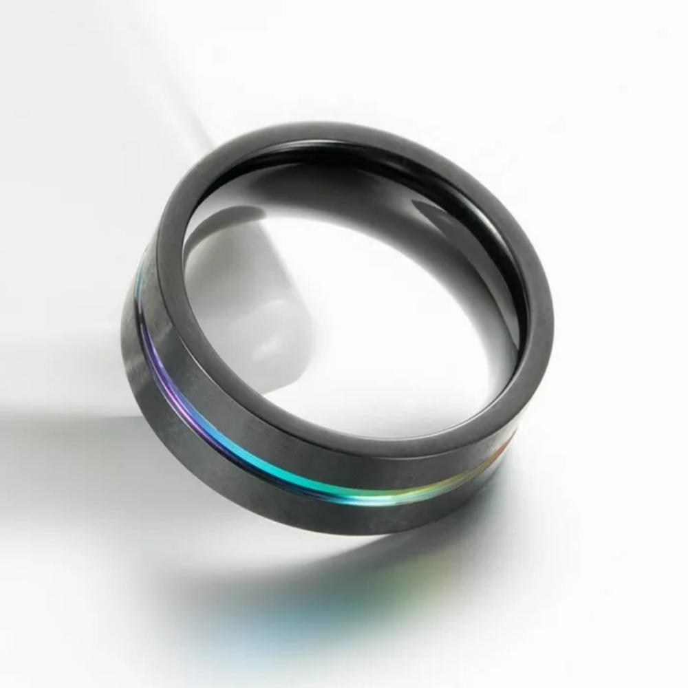 Rainbow Titanium Ring – Size 6